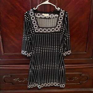 White House Black Market Black and White Circle Pattern Dress